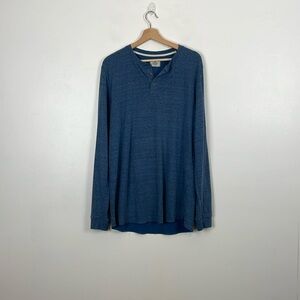 Marine Layer Mens XL Long Sleeve Stretch Pullover 1/4 Button Blue Sweatshirt